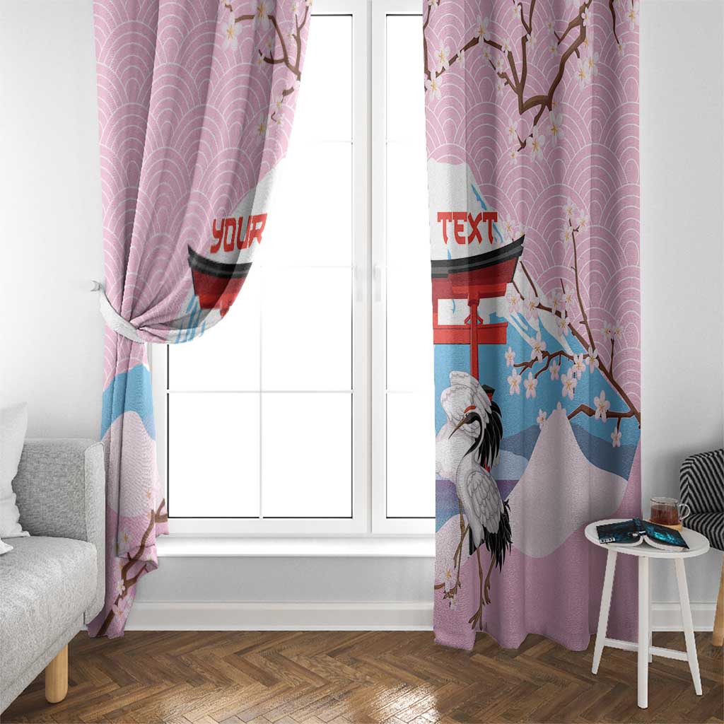 Japanese Torii Gate Cranes Personalised Window Curtain Fuji Mount Sakura Seigaiha Pattern