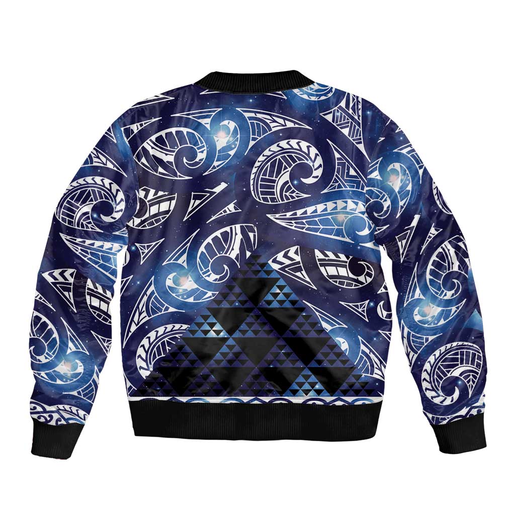 Matariki New Zealand Bomber Jacket NZ Niho Taniwha Maori New Year Blue Galaxy