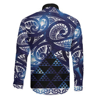 Matariki New Zealand Family Matching Off The Shoulder Long Sleeve Dress and Hawaiian Shirt NZ Niho Taniwha Maori New Year Blue Galaxy LT14 - Polynesian Pride