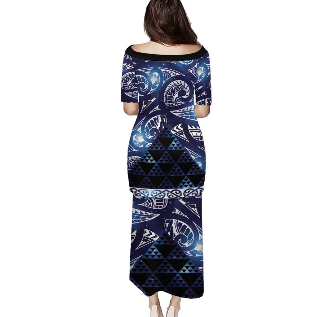 Matariki New Zealand Family Matching Puletasi and Hawaiian Shirt NZ Niho Taniwha Maori New Year Blue Galaxy LT14 - Polynesian Pride
