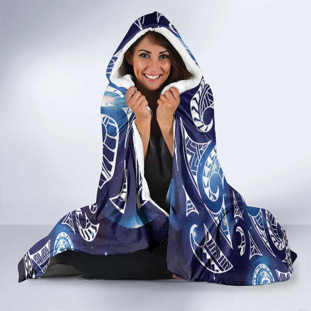 Matariki New Zealand Hooded Blanket NZ Niho Taniwha Maori New Year Blue Galaxy