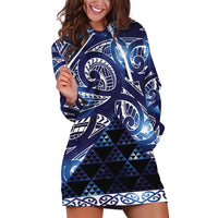 Matariki New Zealand Hoodie Dress NZ Niho Taniwha Maori New Year Blue Galaxy LT14 Blue - Polynesian Pride