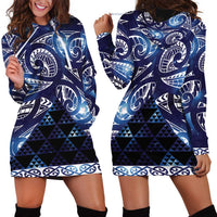 Matariki New Zealand Hoodie Dress NZ Niho Taniwha Maori New Year Blue Galaxy LT14 - Polynesian Pride