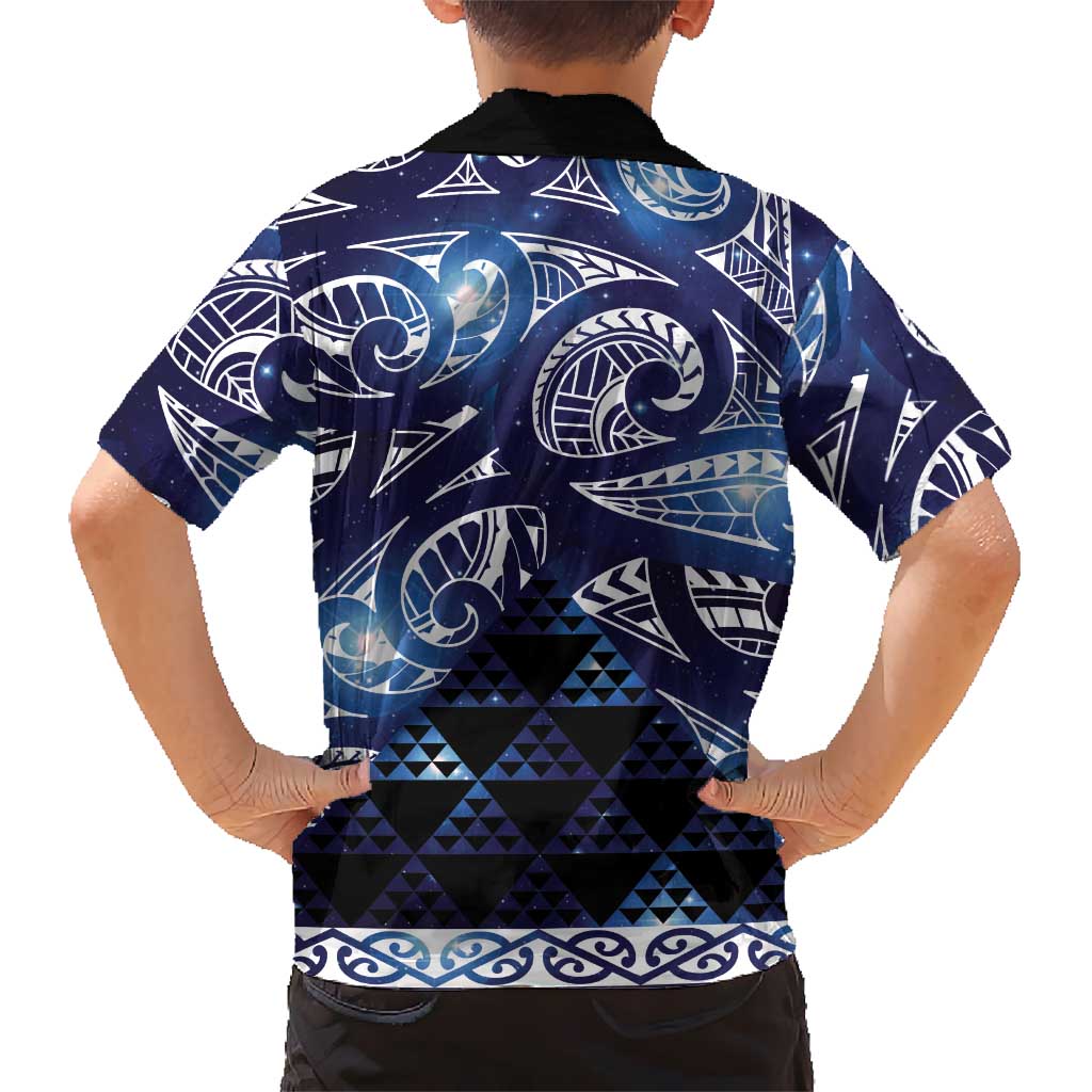 Matariki New Zealand Kid Hawaiian Shirt NZ Niho Taniwha Maori New Year Blue Galaxy