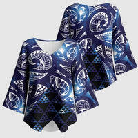 Matariki New Zealand Kimono Sleeve Blouse NZ Niho Taniwha Maori New Year Blue Galaxy