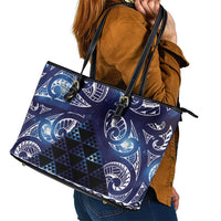 Matariki New Zealand Leather Tote Bag NZ Niho Taniwha Maori New Year Blue Galaxy