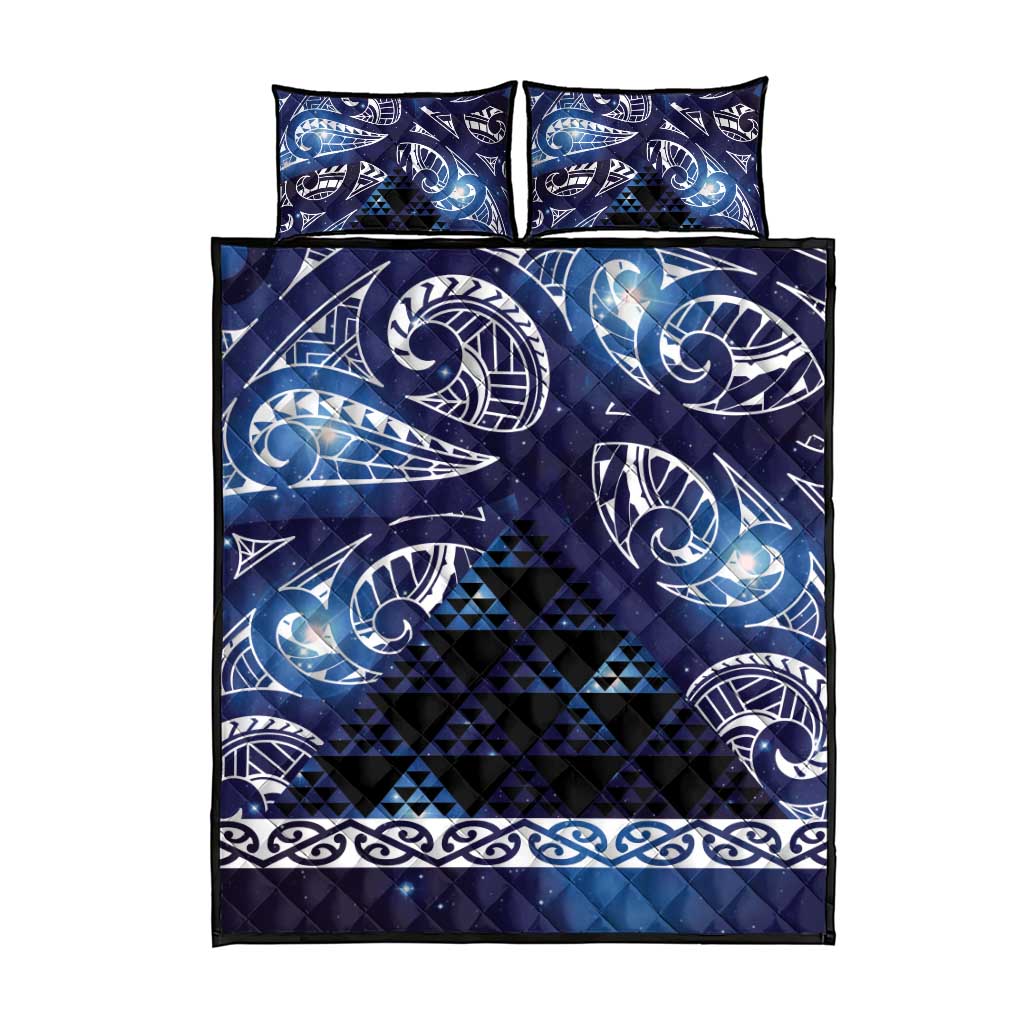 Matariki New Zealand Quilt Bed Set NZ Niho Taniwha Maori New Year Blue Galaxy