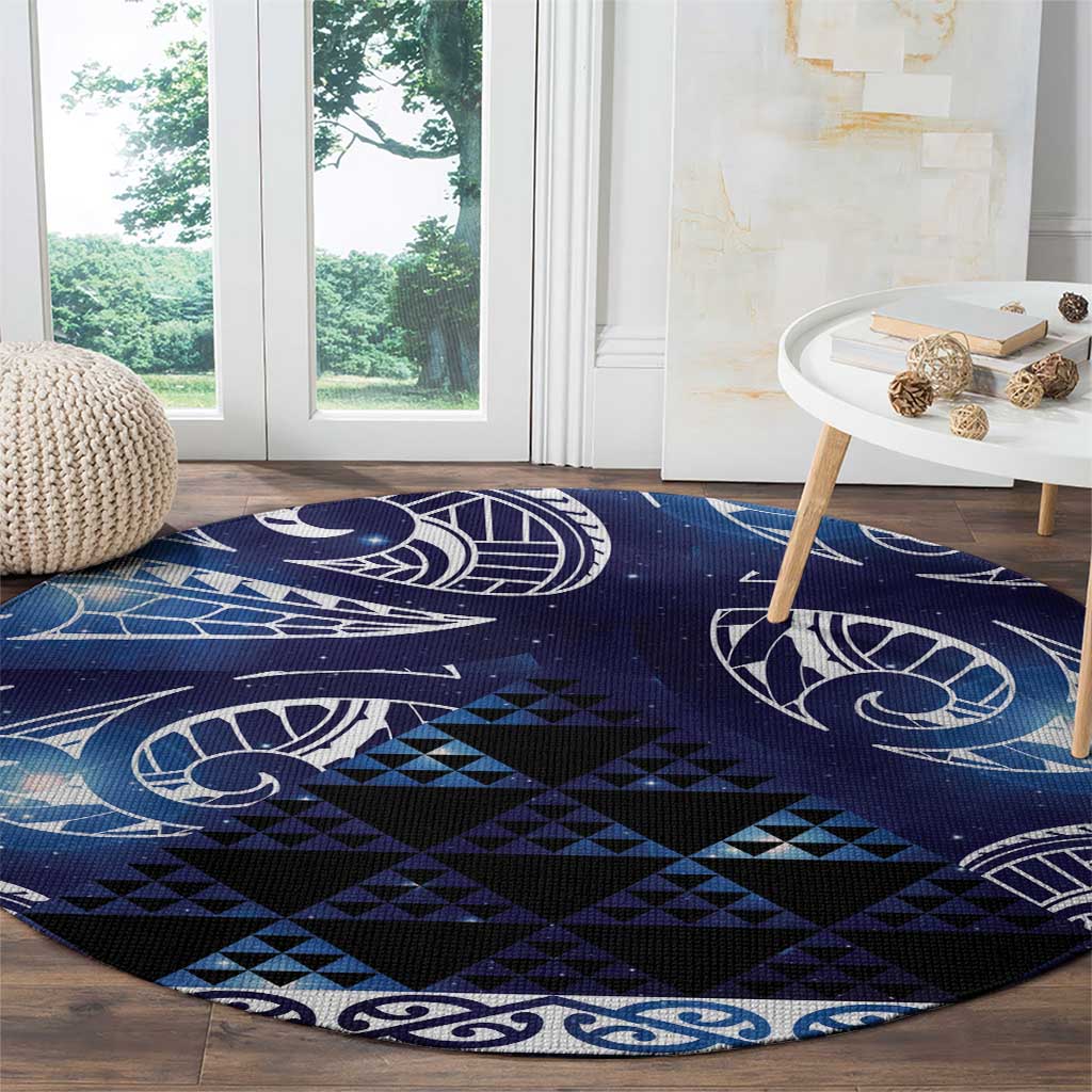 Matariki New Zealand Round Carpet NZ Niho Taniwha Maori New Year Blue Galaxy