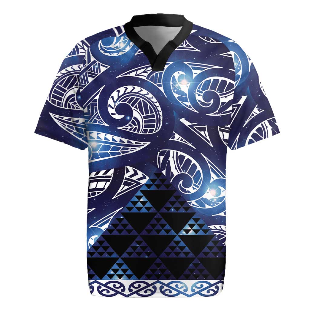 Matariki New Zealand Rugby Jersey NZ Niho Taniwha Maori New Year Blue Galaxy
