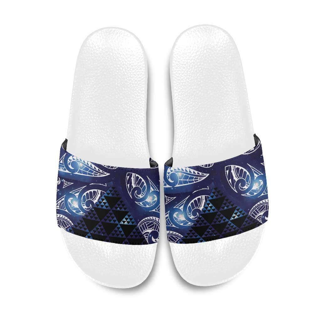 Matariki New Zealand Slide Sandals NZ Niho Taniwha Maori New Year Blue Galaxy