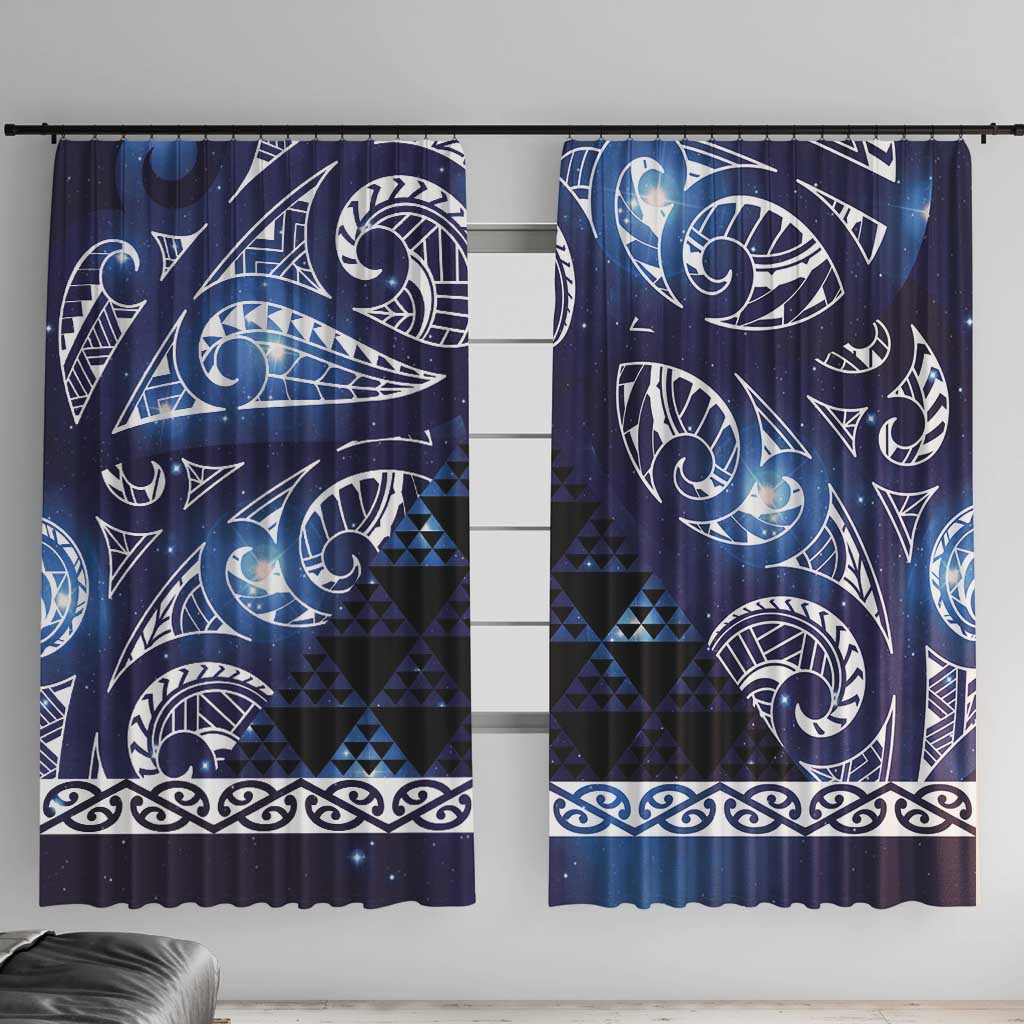 Matariki New Zealand Window Curtain NZ Niho Taniwha Maori New Year Blue Galaxy