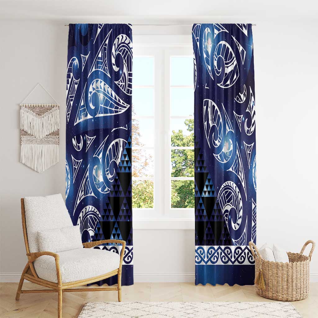 Matariki New Zealand Window Curtain NZ Niho Taniwha Maori New Year Blue Galaxy
