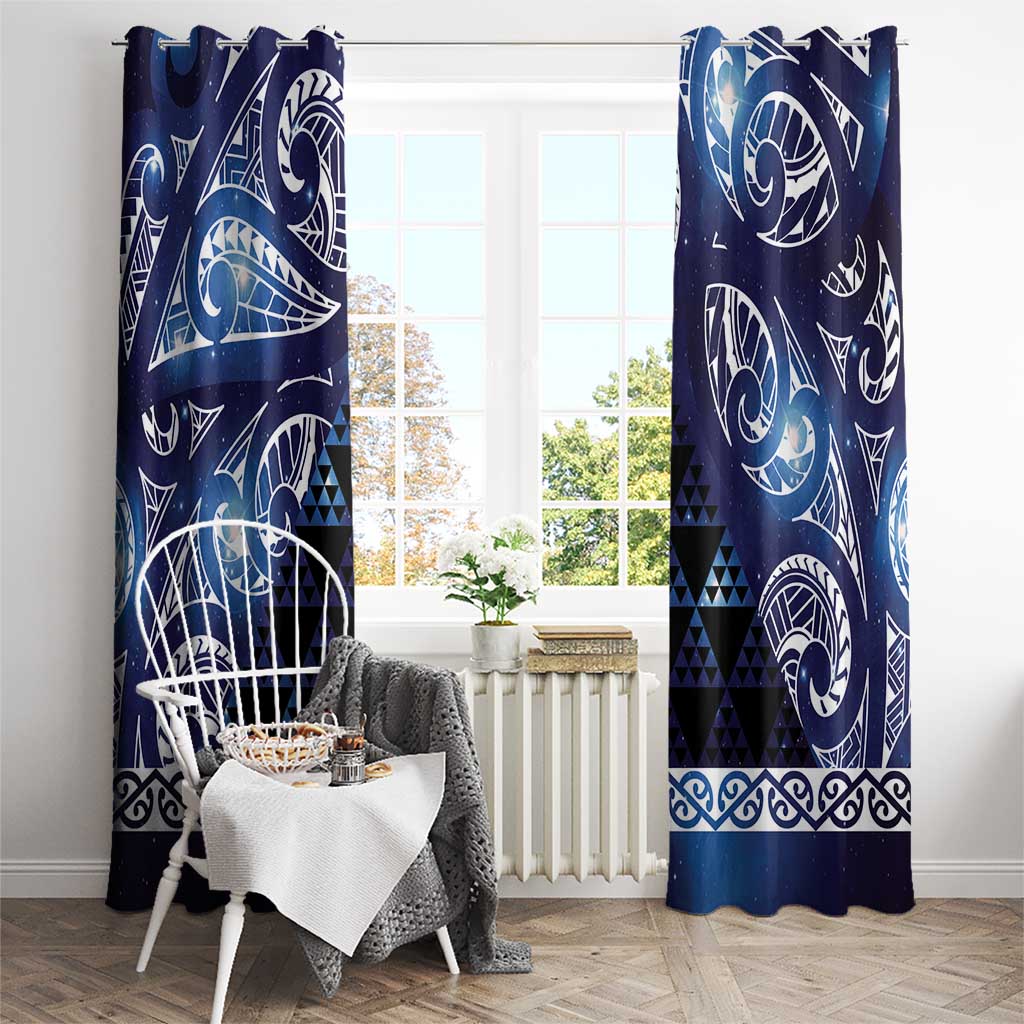 Matariki New Zealand Window Curtain NZ Niho Taniwha Maori New Year Blue Galaxy