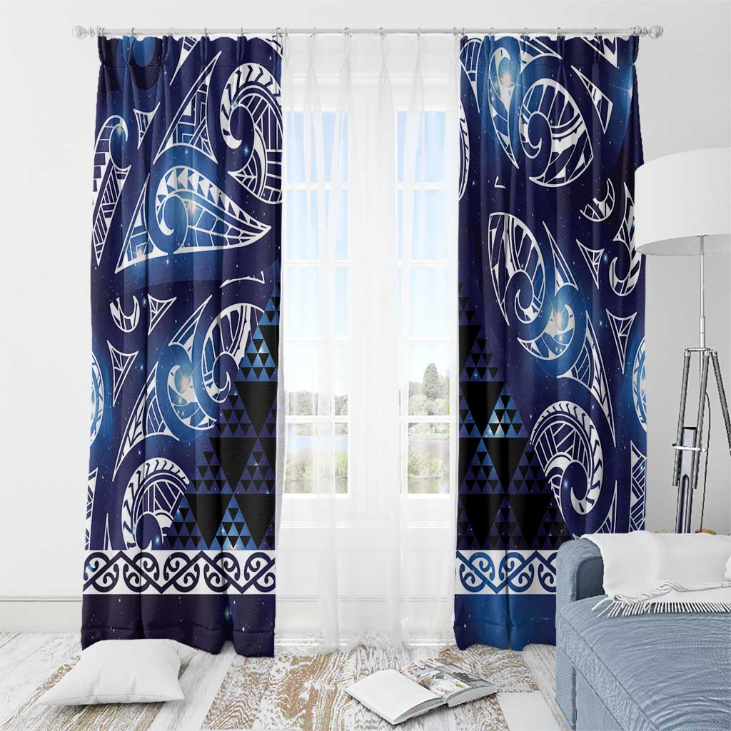 Matariki New Zealand Window Curtain NZ Niho Taniwha Maori New Year Blue Galaxy