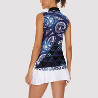 Matariki New Zealand Women Sleeveless Polo Shirt NZ Niho Taniwha Maori New Year Blue Galaxy LT14 - Polynesian Pride