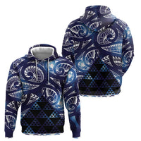 Matariki New Zealand Zip Hoodie NZ Niho Taniwha Maori New Year Blue Galaxy