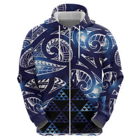 Matariki New Zealand Zip Hoodie NZ Niho Taniwha Maori New Year Blue Galaxy