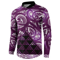 Matariki New Zealand Button Sweatshirt NZ Niho Taniwha Maori New Year Purple Galaxy
