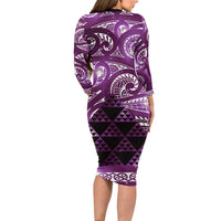 Matariki New Zealand Family Matching Long Sleeve Bodycon Dress and Hawaiian Shirt NZ Niho Taniwha Maori New Year Purple Galaxy LT14 - Polynesian Pride