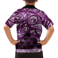 Matariki New Zealand Family Matching Summer Maxi Dress and Hawaiian Shirt NZ Niho Taniwha Maori New Year Purple Galaxy LT14 - Polynesian Pride