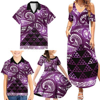 Matariki New Zealand Family Matching Summer Maxi Dress and Hawaiian Shirt NZ Niho Taniwha Maori New Year Purple Galaxy LT14 - Polynesian Pride