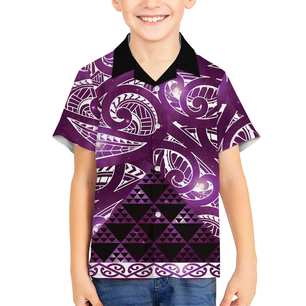 Matariki New Zealand Hawaiian Shirt NZ Niho Taniwha Maori New Year Purple Galaxy