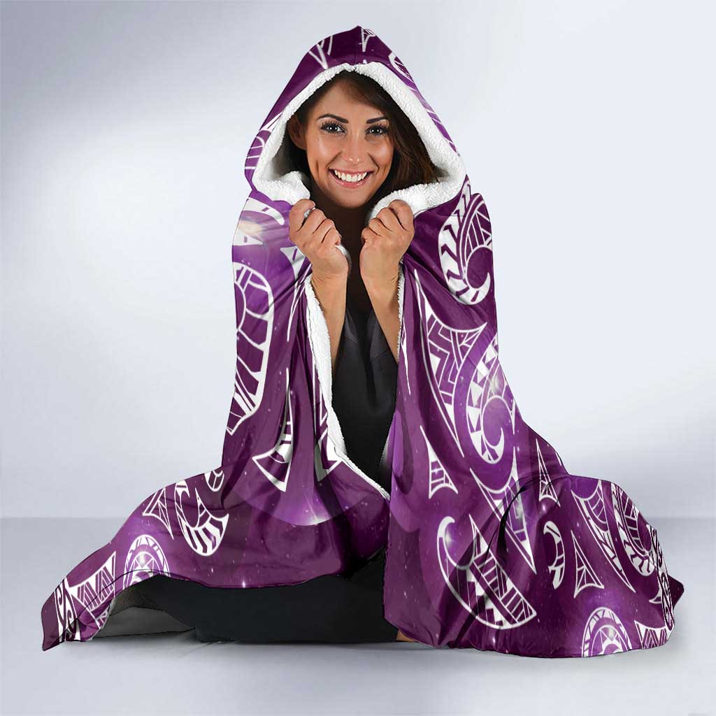 Matariki New Zealand Hooded Blanket NZ Niho Taniwha Maori New Year Purple Galaxy