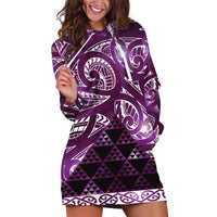 Matariki New Zealand Hoodie Dress NZ Niho Taniwha Maori New Year Purple Galaxy LT14 Purple - Polynesian Pride