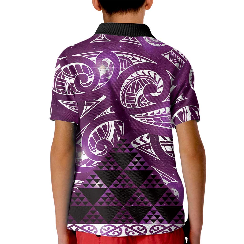 Matariki New Zealand Kid Polo Shirt NZ Niho Taniwha Maori New Year Purple Galaxy