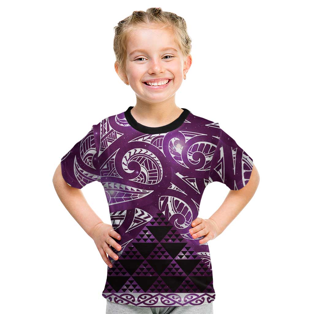 Matariki New Zealand Kid T Shirt NZ Niho Taniwha Maori New Year Purple Galaxy
