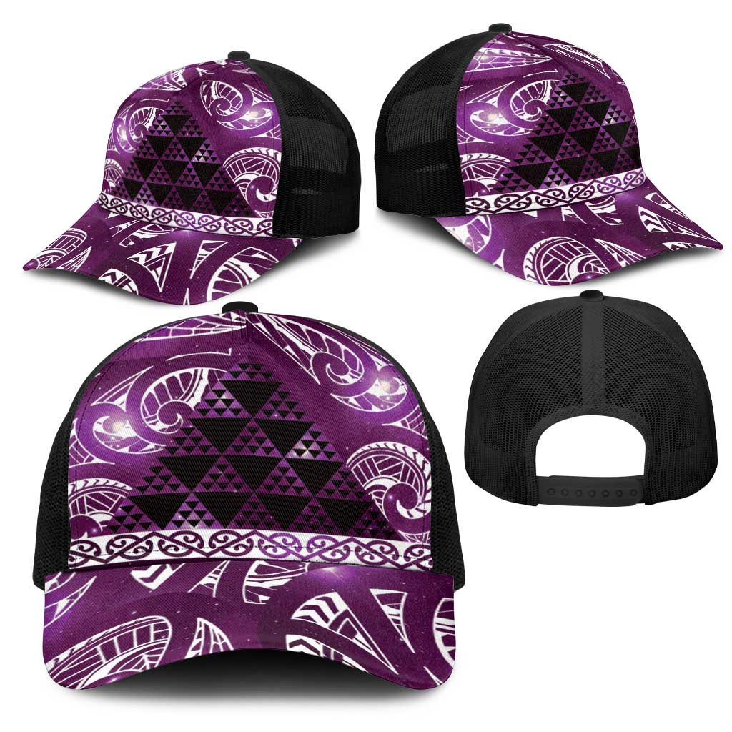 Matariki New Zealand Mesh Trucker Cap NZ Niho Taniwha Maori New Year Purple Galaxy