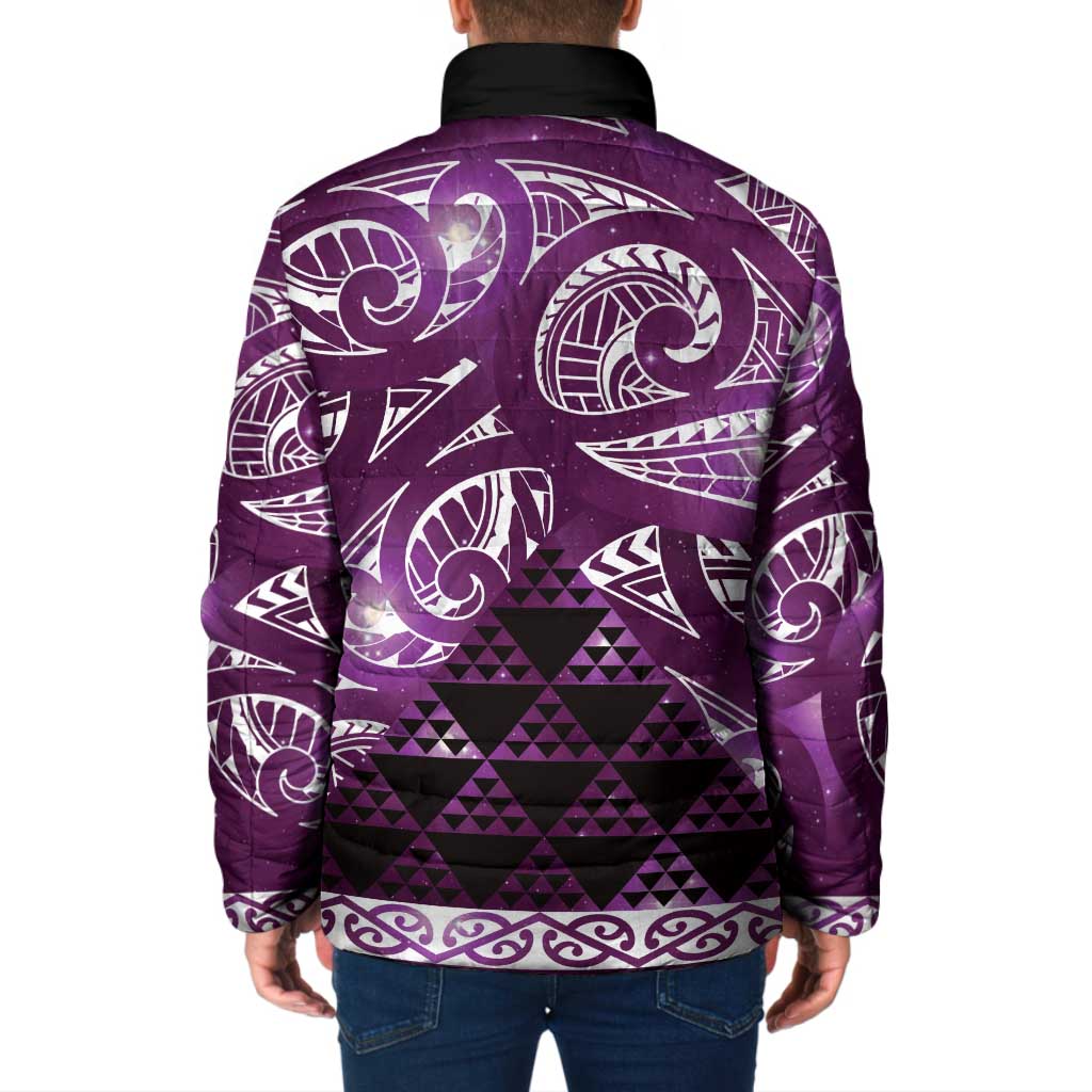 Matariki New Zealand Padded Jacket NZ Niho Taniwha Maori New Year Purple Galaxy