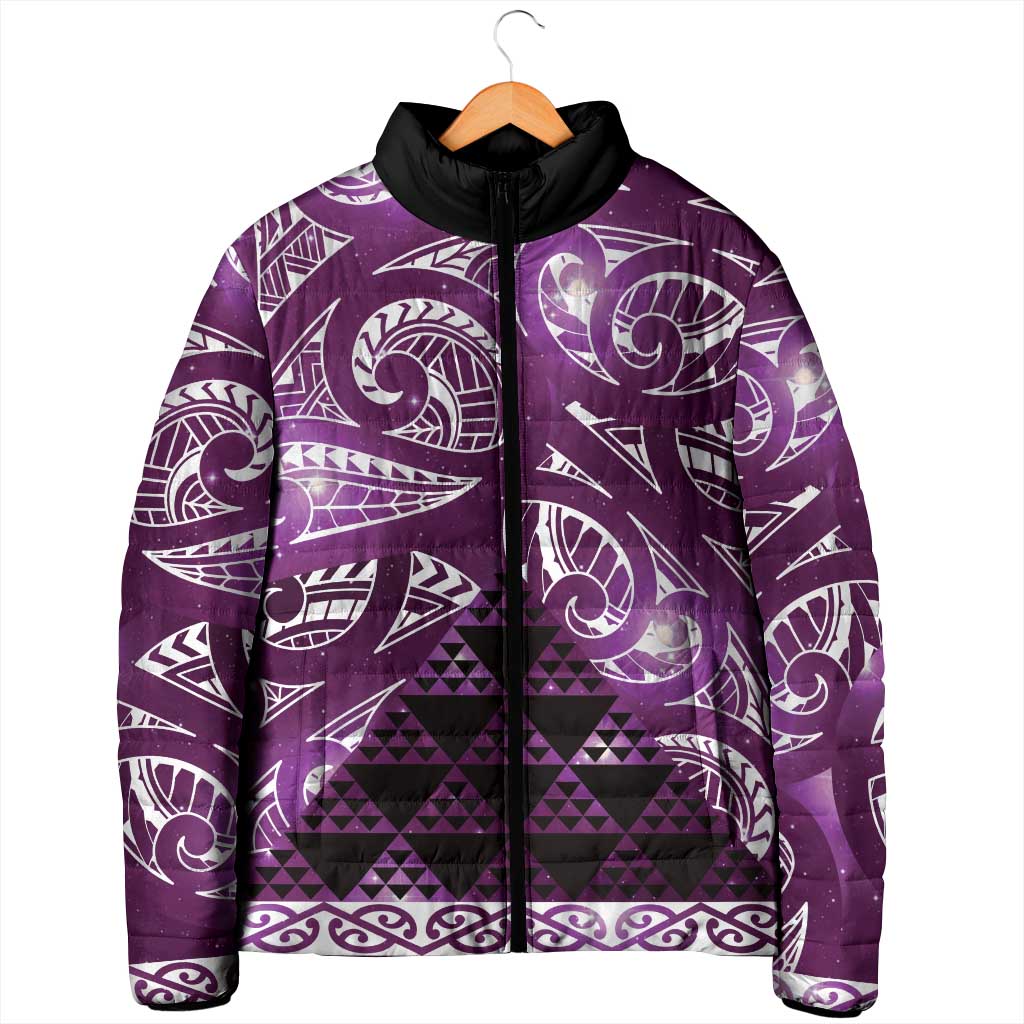 Matariki New Zealand Padded Jacket NZ Niho Taniwha Maori New Year Purple Galaxy