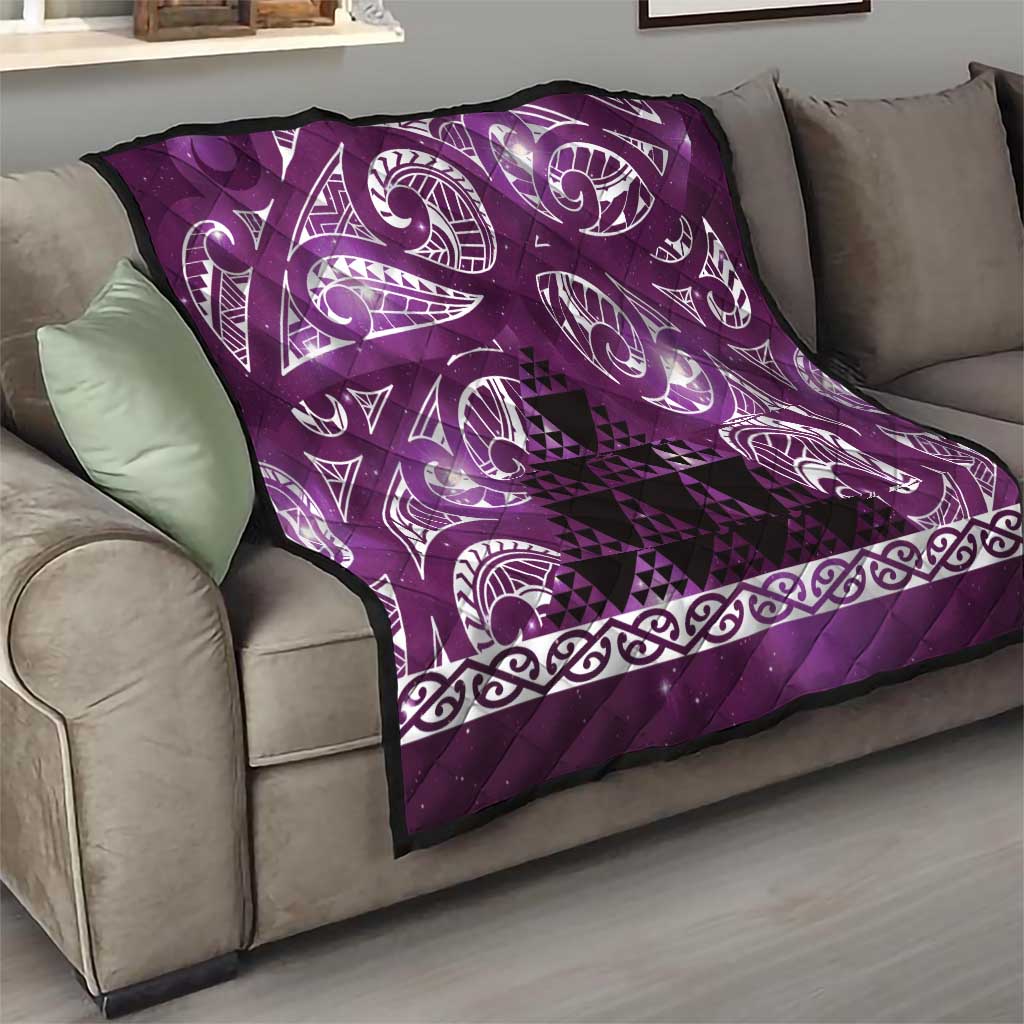 Matariki New Zealand Quilt NZ Niho Taniwha Maori New Year Purple Galaxy