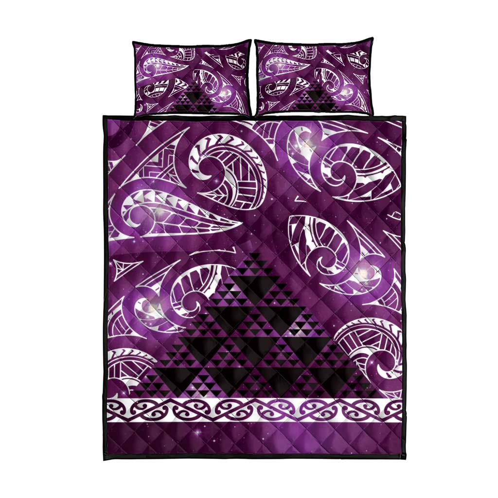 Matariki New Zealand Quilt Bed Set NZ Niho Taniwha Maori New Year Purple Galaxy