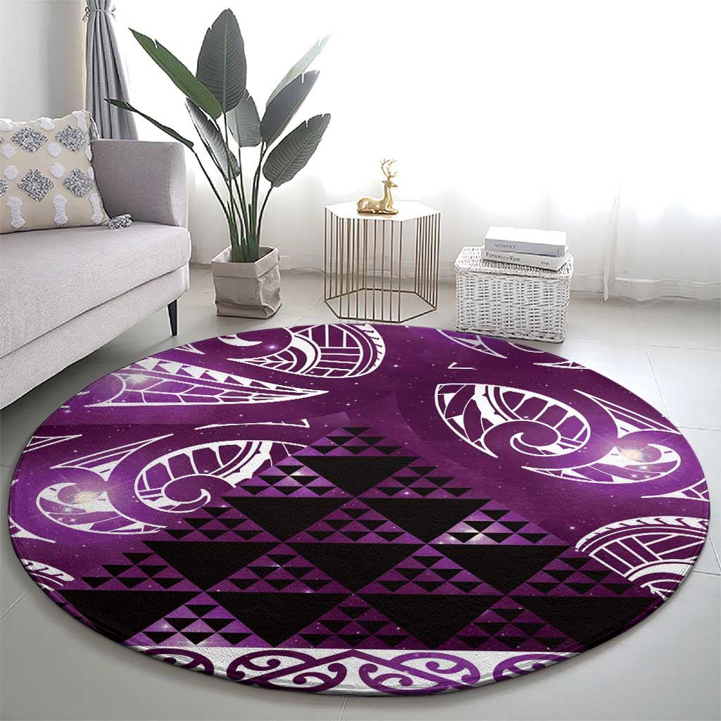 Matariki New Zealand Round Carpet NZ Niho Taniwha Maori New Year Purple Galaxy
