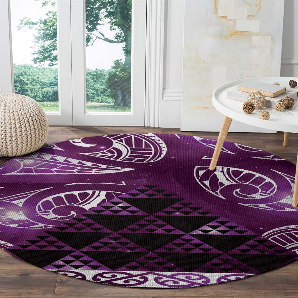 Matariki New Zealand Round Carpet NZ Niho Taniwha Maori New Year Purple Galaxy
