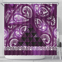 Matariki New Zealand Shower Curtain NZ Niho Taniwha Maori New Year Purple Galaxy