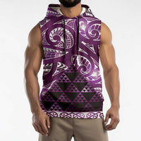 Matariki New Zealand Sleeveless Hoodie NZ Niho Taniwha Maori New Year Purple Galaxy