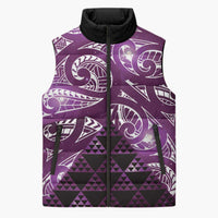 Matariki New Zealand Sleeveless Puffer Jacket NZ Niho Taniwha Maori New Year Purple Galaxy