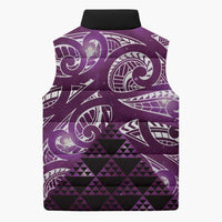 Matariki New Zealand Sleeveless Puffer Jacket NZ Niho Taniwha Maori New Year Purple Galaxy