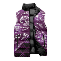 Matariki New Zealand Sleeveless Puffer Jacket NZ Niho Taniwha Maori New Year Purple Galaxy
