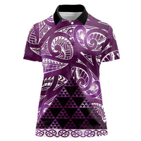 Matariki New Zealand Women Polo Shirt NZ Niho Taniwha Maori New Year Purple Galaxy LT14 Female Purple - Polynesian Pride