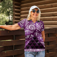 Matariki New Zealand Women Polo Shirt NZ Niho Taniwha Maori New Year Purple Galaxy LT14 - Polynesian Pride
