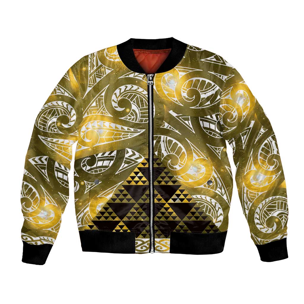 Matariki New Zealand Bomber Jacket NZ Niho Taniwha Maori New Year Yellow Galaxy