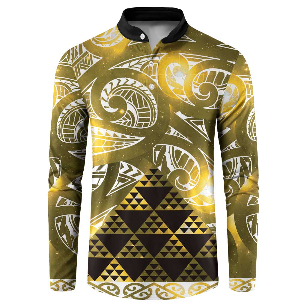 Matariki New Zealand Button Sweatshirt NZ Niho Taniwha Maori New Year Yellow Galaxy