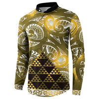 Matariki New Zealand Button Sweatshirt NZ Niho Taniwha Maori New Year Yellow Galaxy