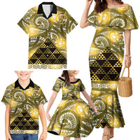 Matariki New Zealand Family Matching Mermaid Dress and Hawaiian Shirt NZ Niho Taniwha Maori New Year Yellow Galaxy LT14 - Polynesian Pride