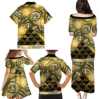 Matariki New Zealand Family Matching Puletasi and Hawaiian Shirt NZ Niho Taniwha Maori New Year Yellow Galaxy LT14 - Polynesian Pride