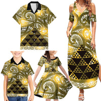 Matariki New Zealand Family Matching Summer Maxi Dress and Hawaiian Shirt NZ Niho Taniwha Maori New Year Yellow Galaxy LT14 - Polynesian Pride